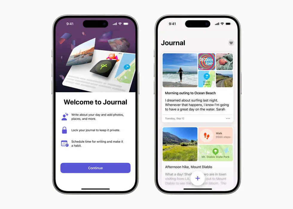 ภาพหน้าจอแอป Apple Journal