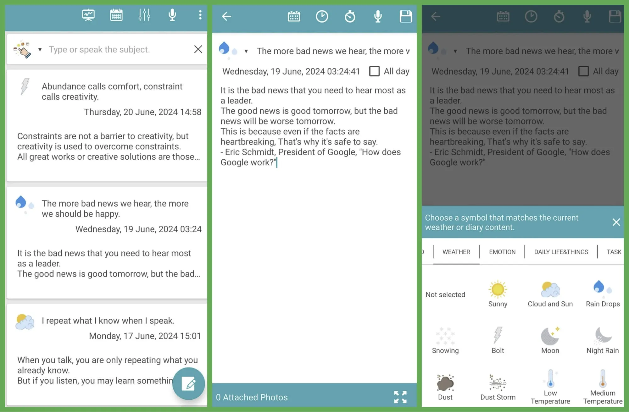 Easy Diary app screenshot