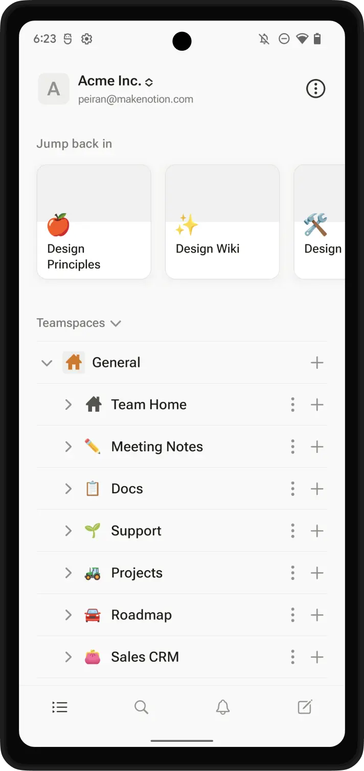 Notion app screenshot